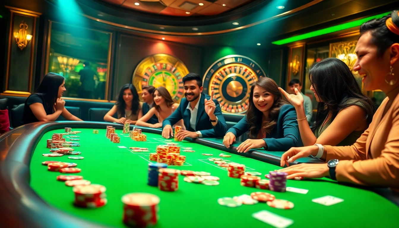 Exciting poker game setup highlighting S 8 with colorful chips and professional players.