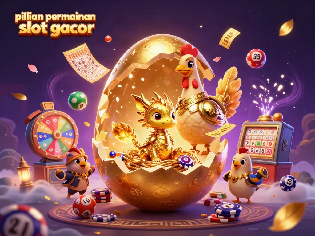 Menangkan permainan dengan pilihan permainan slot gacor yang menampilkan naga emas dan chip poker.