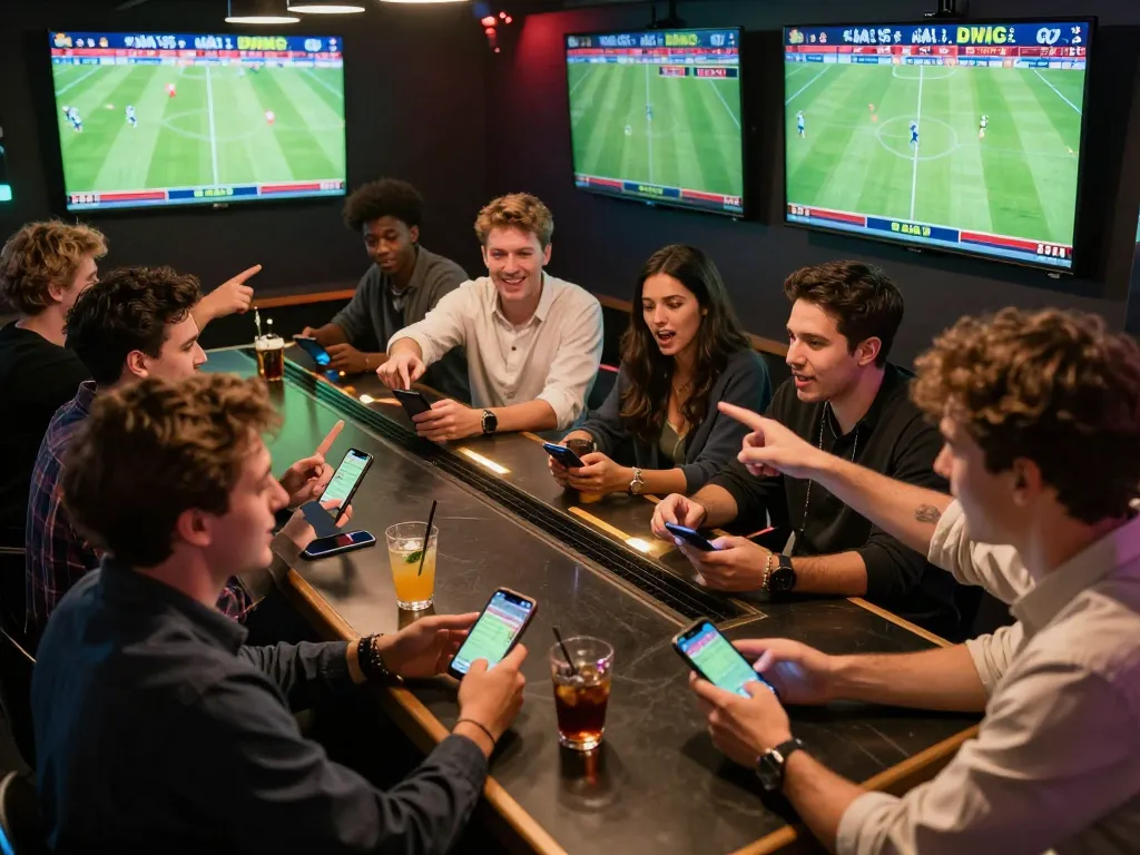 People enthusiastically betting on live sports, showcasing the nddo platform's engaging user experience.