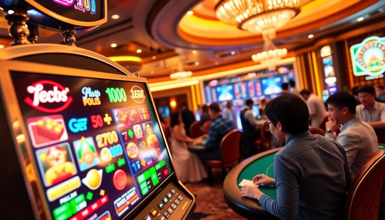 Excited players spinning the LEGO138 themed slot machine in a vibrant casino environment.
