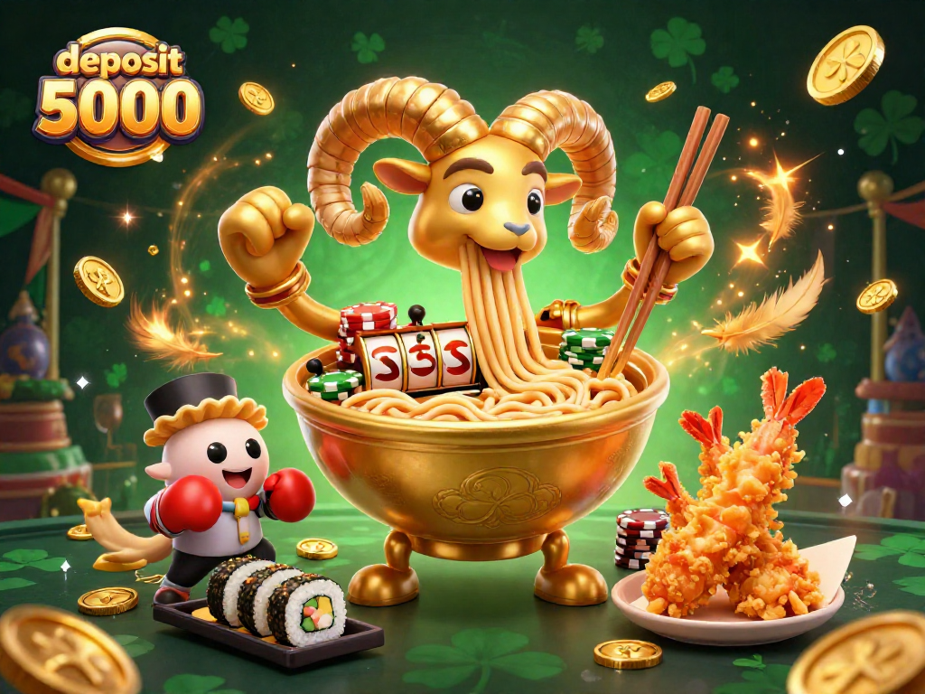 Engage in thrilling deposit 5000 slot gaming with colorful characters and dynamic casino elements.
