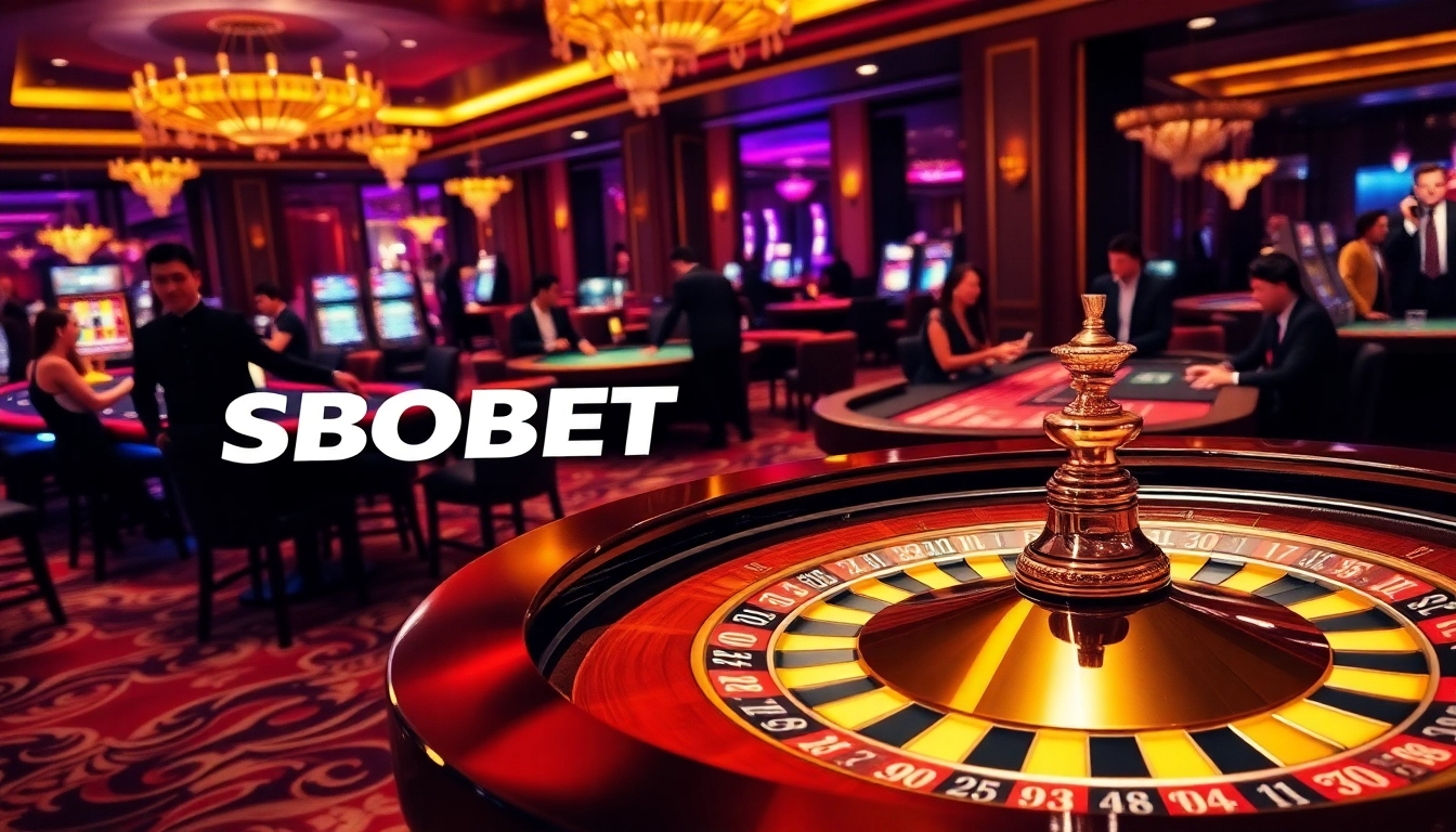 SBOBET roulette table scene capturing the thrill of high-stakes gaming with luxurious ambiance.