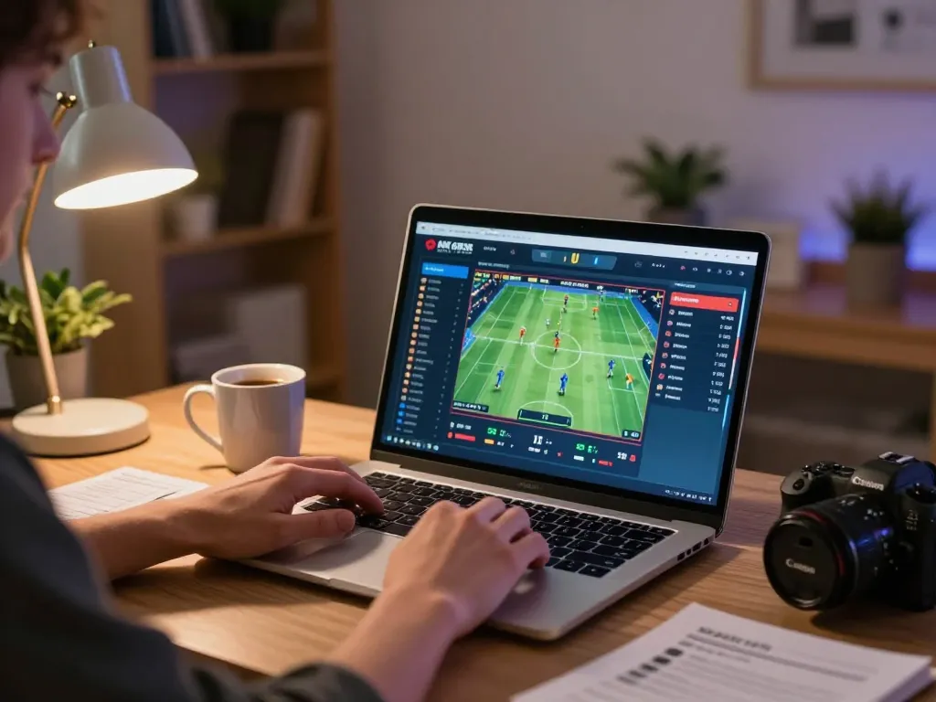 Player engaging with 888New online betting interface, showcasing live sports excitement.