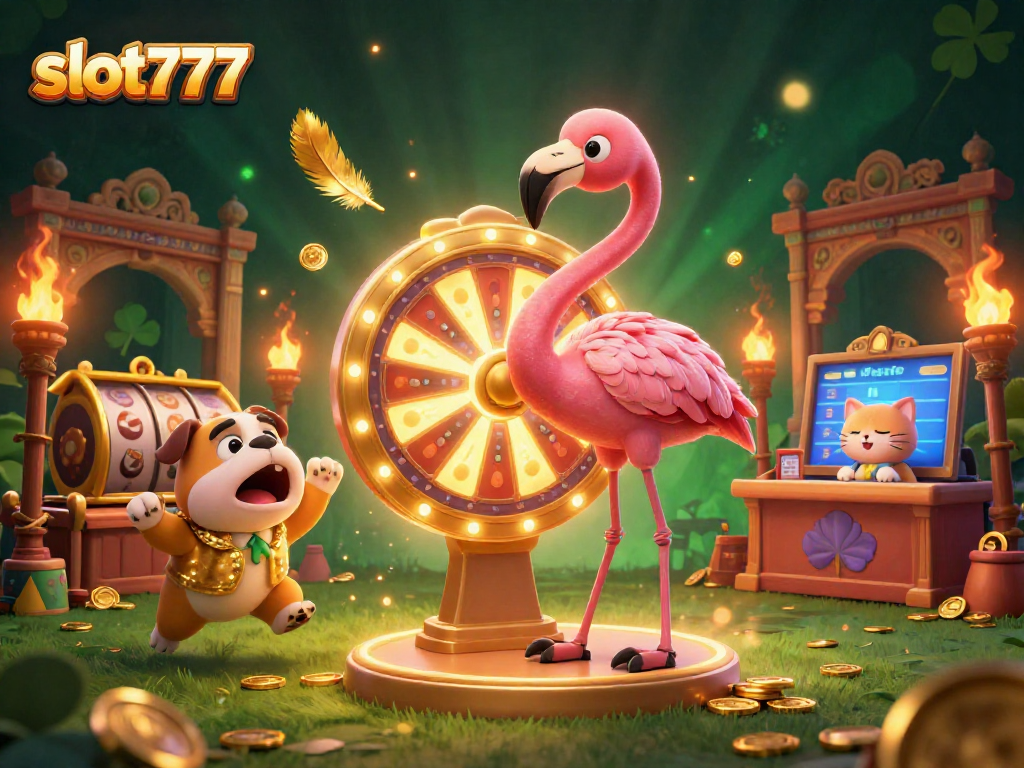 Menghadirkan keseruan slot777 dengan host flamingo, bulldog dan kucing asisten, di tengah petualangan kasino