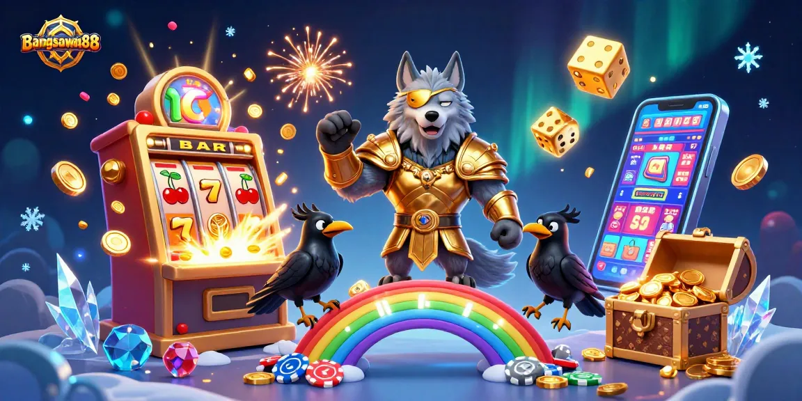 Bangsawan88 engages players with a vibrant 3D illustration of casino excitement, showcasing thrilling rewards.