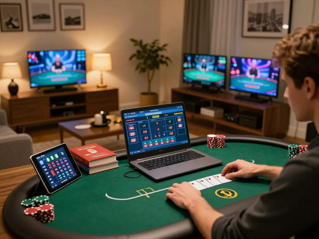 Engaged player using online casino for strategic gameplay at home, highlighting Migliori non AAMS options