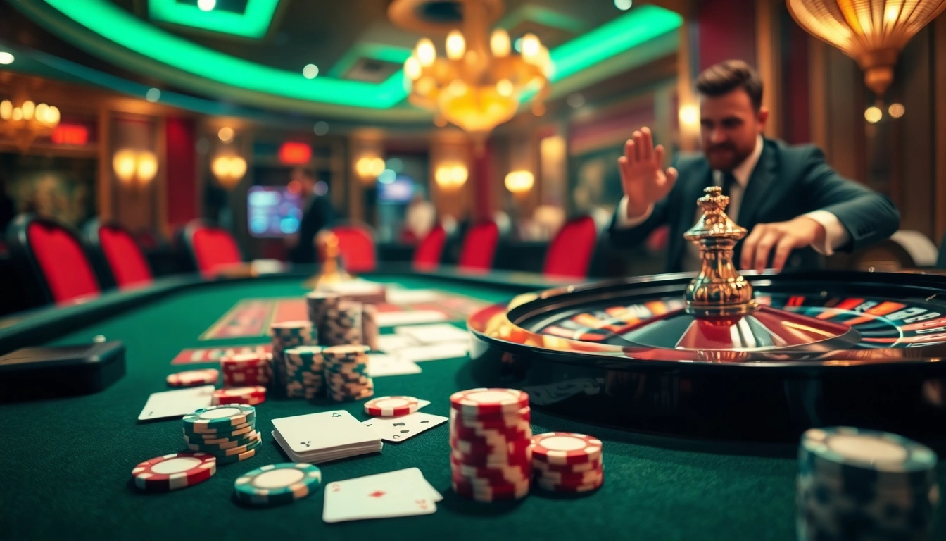 Experience high-stakes action at nhà cái five88 with vibrant poker chips and a roulette wheel.