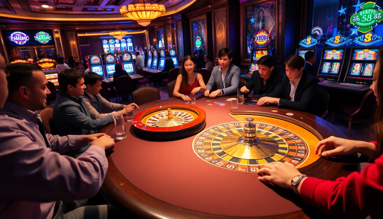 Experience the thrill of gambling at XX88 with lively tables, vibrant chips, and excitement all around.