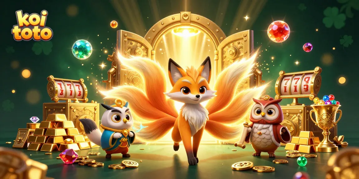 Experience the thrilling world of koi toto with a vibrant 3D illustration featuring mystical characters and sparkling treasures.