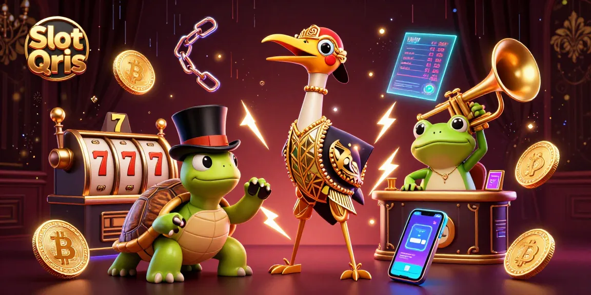 Experience Slot Qris with a vibrant 3D scene featuring colorful characters and casino elements.