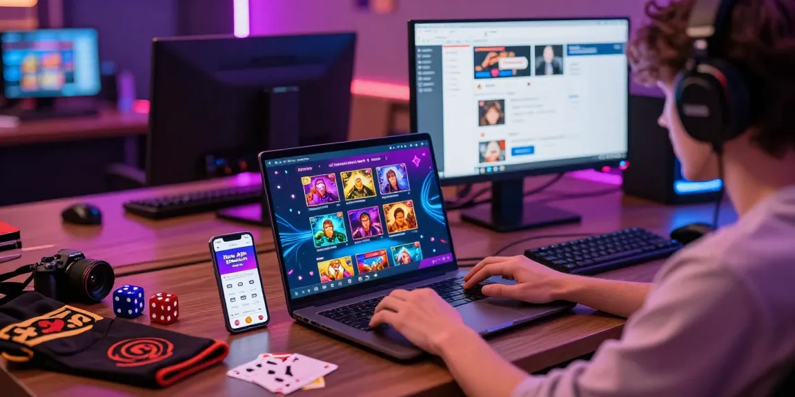 Exciting gaming atmosphere showcasing New APK Betgames on a laptop and smartphone in a modern workspace.