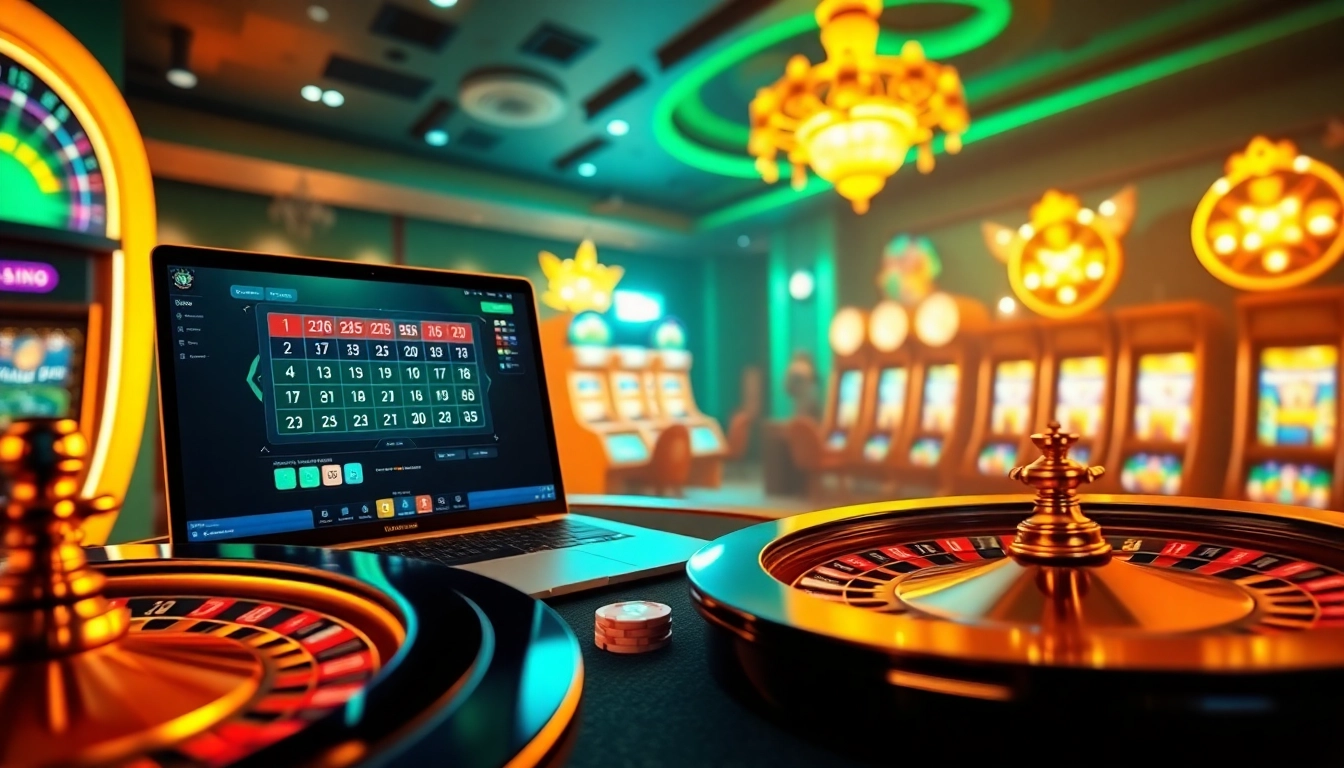 Experience the excitement of EK333 as players engage with vibrant casino games featuring roulette and slots.