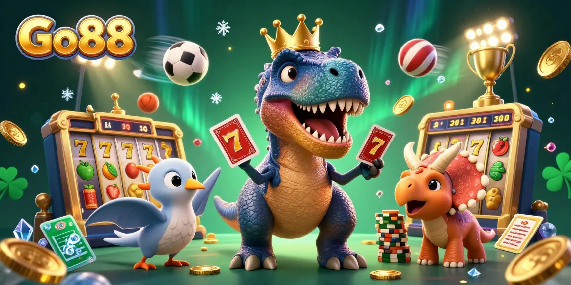 Engage with Go88's vibrant casino atmosphere featuring animated characters and gaming elements.
