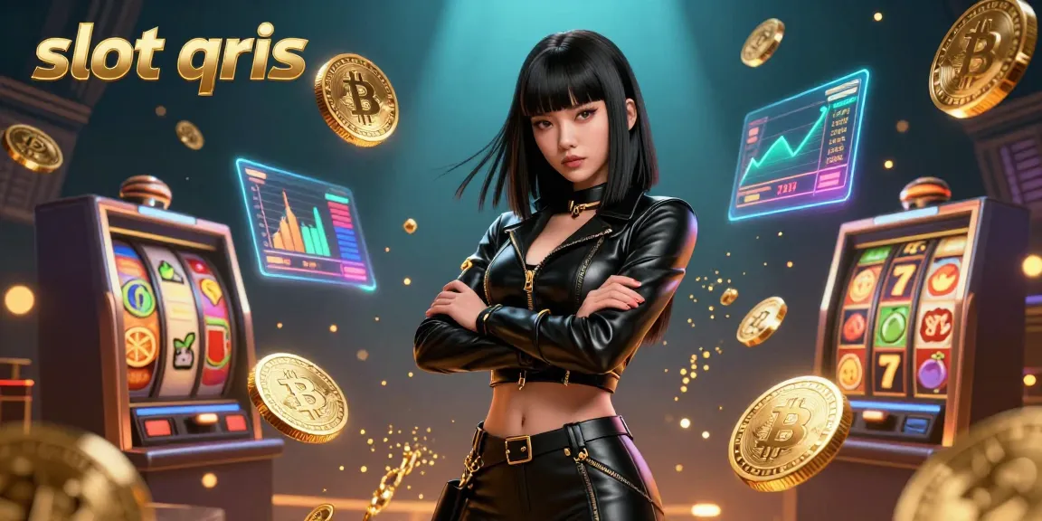Unlock thrilling experiences with slot qris in this vibrant futuristic casino illustration.