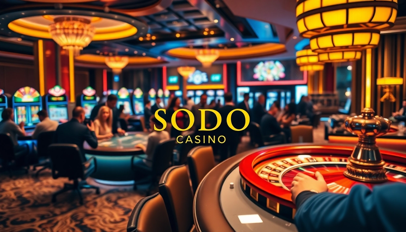 SODO CASINO patrons enjoying a thrilling poker game with colorful chips and cards.