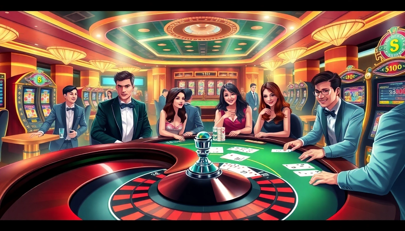 Experience the excitement of online gambling at https://go88app.cn.com/ with vibrant casino visuals featuring live games and players.