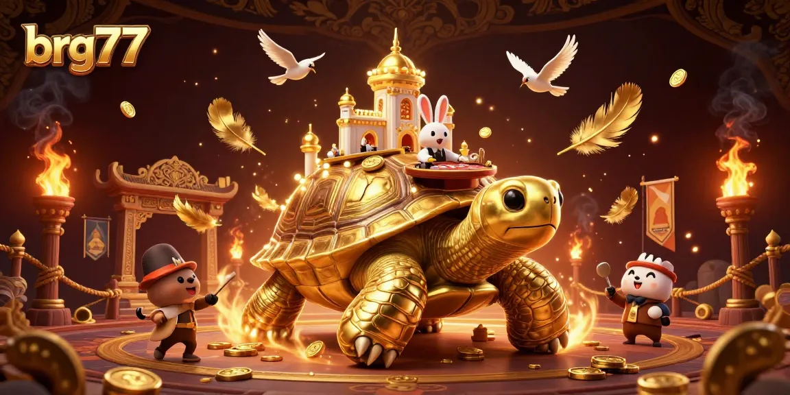 Experience thrilling gameplay with brg77, featuring a golden tortoise casino scene.