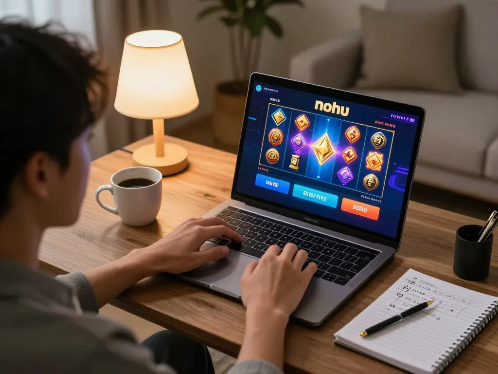 Nohu players strategizing their moves while enjoying an online slot game.