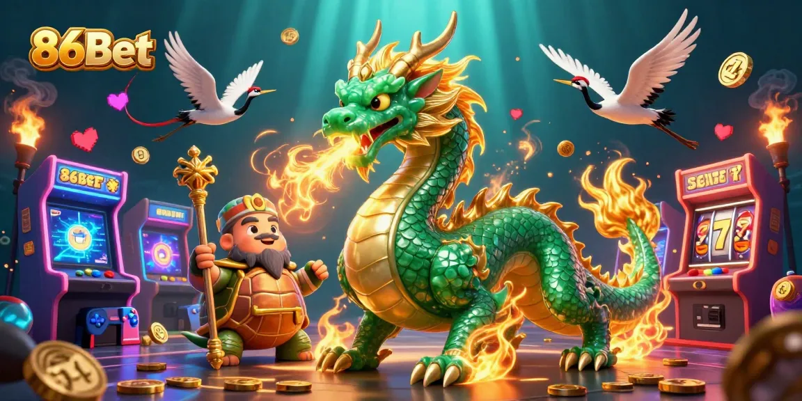 Experience the thrilling 86Bet casino realm with vibrant characters and dynamic gaming elements.
