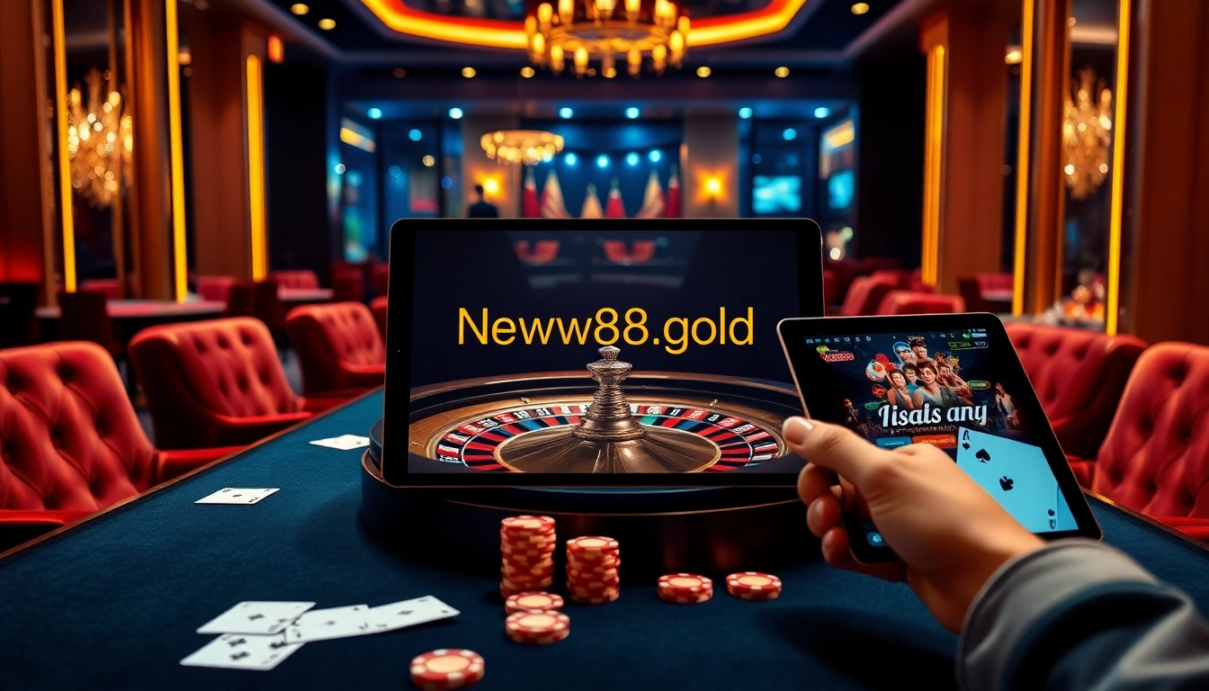 Experience thrilling gameplay at https://new88.gold/ with vibrant casino visuals, cards, and poker chips.
