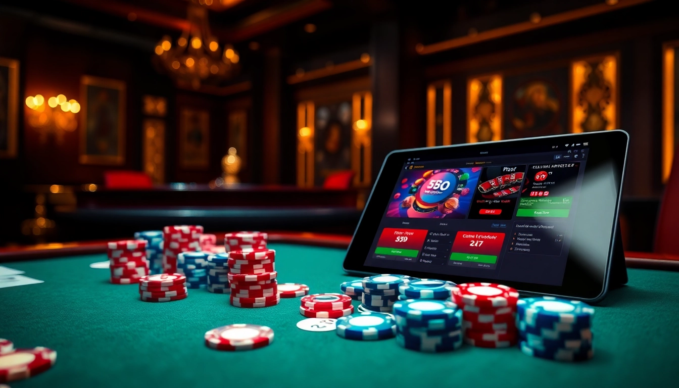 Enjoy thrilling gameplay at NK88 with vibrant poker chips and a roulette wheel.