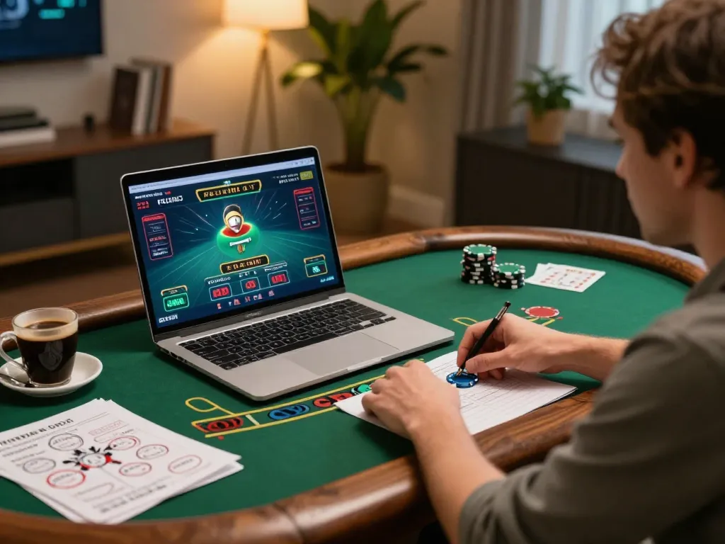 SG777 user enjoying a live dealer baccarat game on a laptop, showcasing immersive online gaming experience