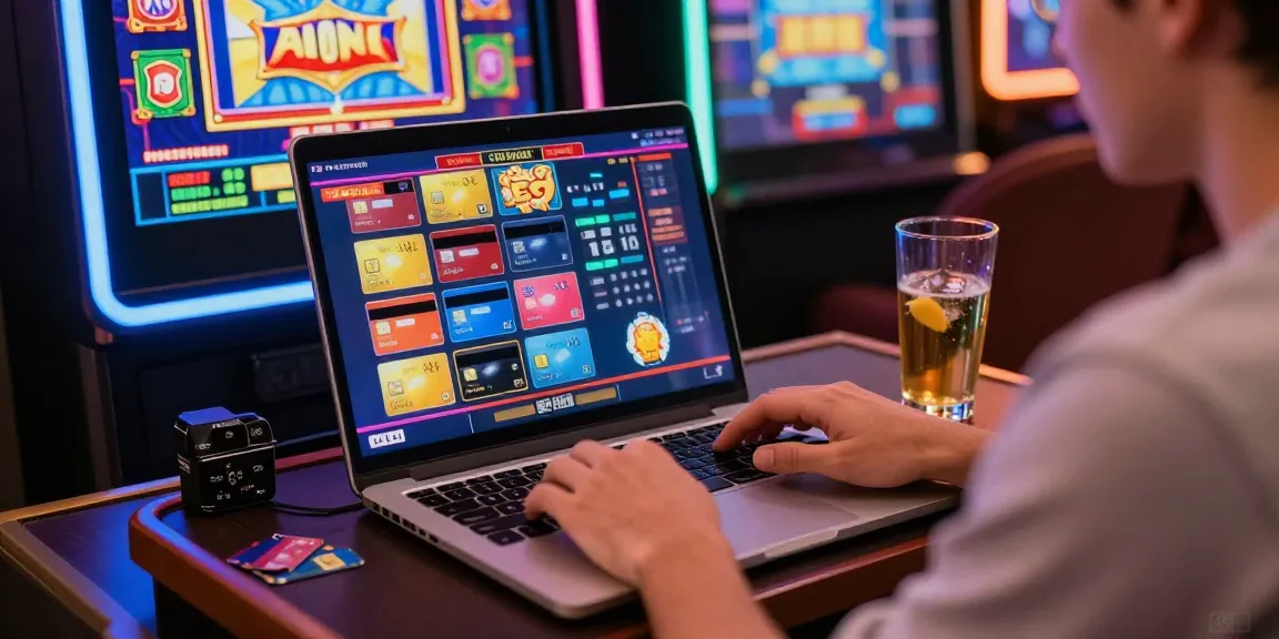Player enjoying gameplay at credit card casinos with vibrant graphics and bonuses.