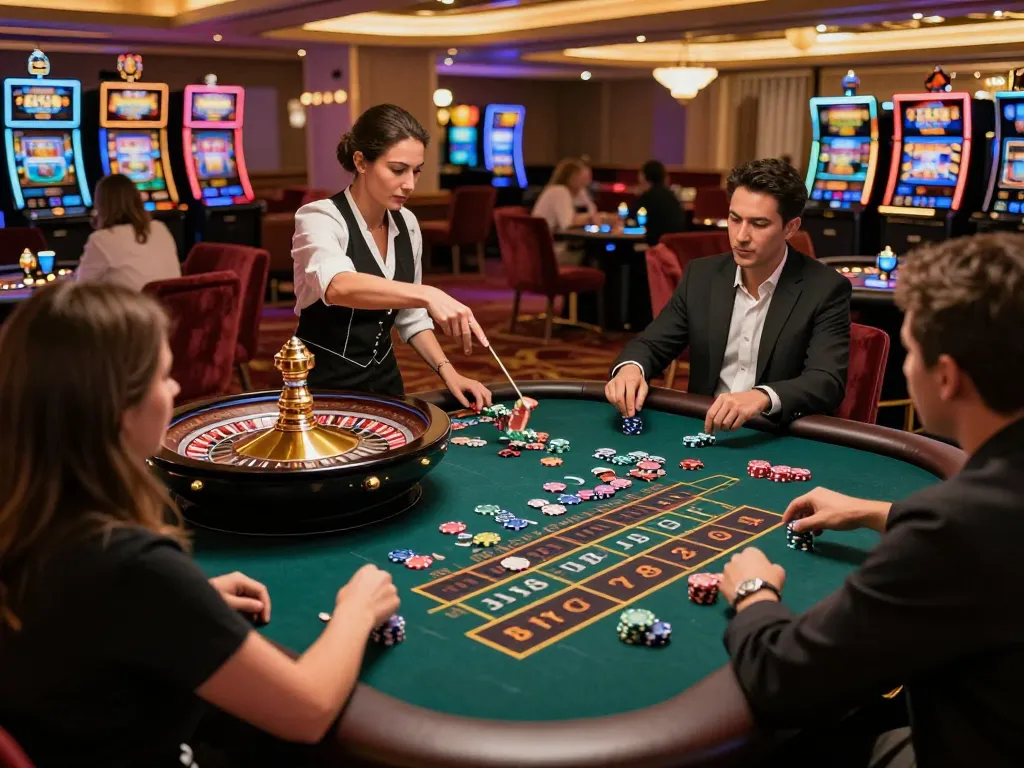 Players engaging in a thrilling roulette game at 789P casino, showcasing chips and excitement
