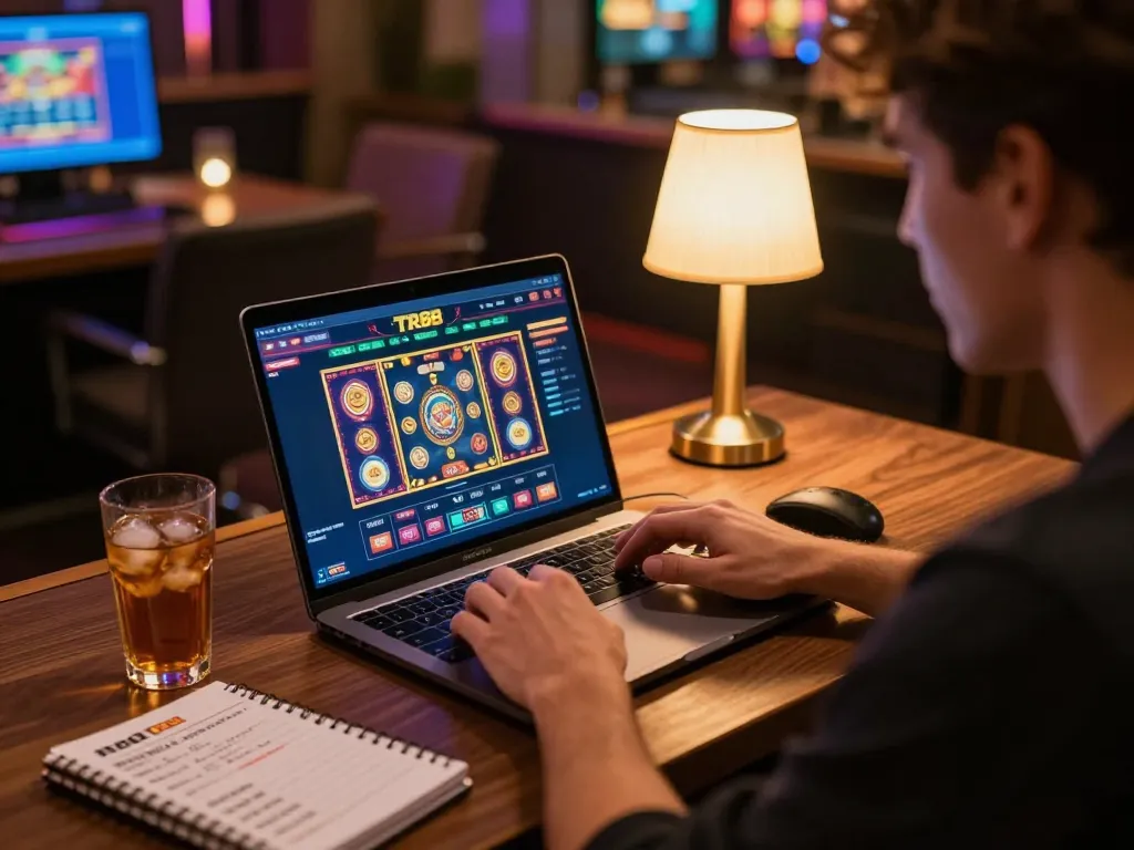 Engaging online gaming moment on TR88 platform, showcasing vibrant slot games.