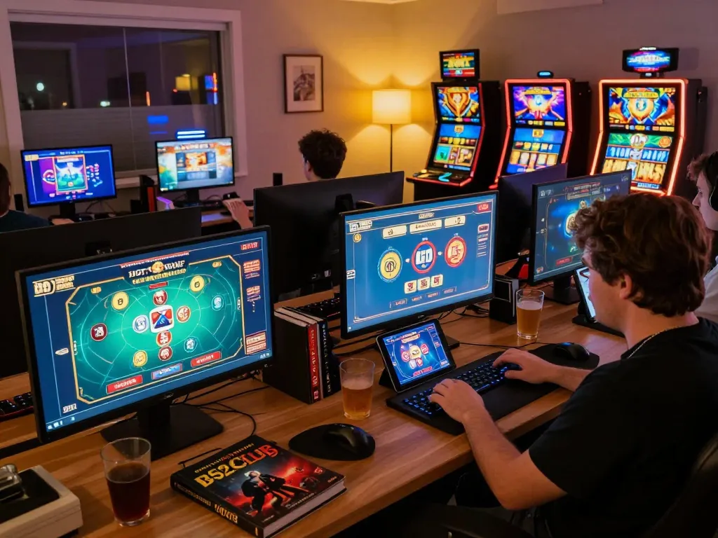 B52CLUB online players enjoying engaging gameplay at home with vibrant interface visible.