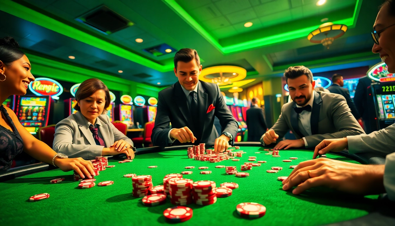 Bermain di meja poker nekototo dengan suasana kasino yang seru.