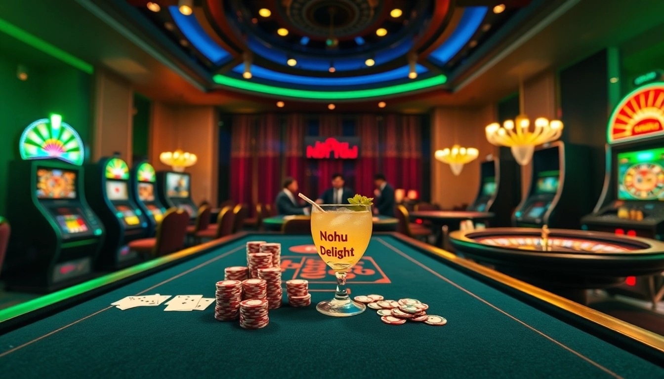 Nahu-themed gambling scene featuring vibrant casino tables and players engaging in high-stakes games.