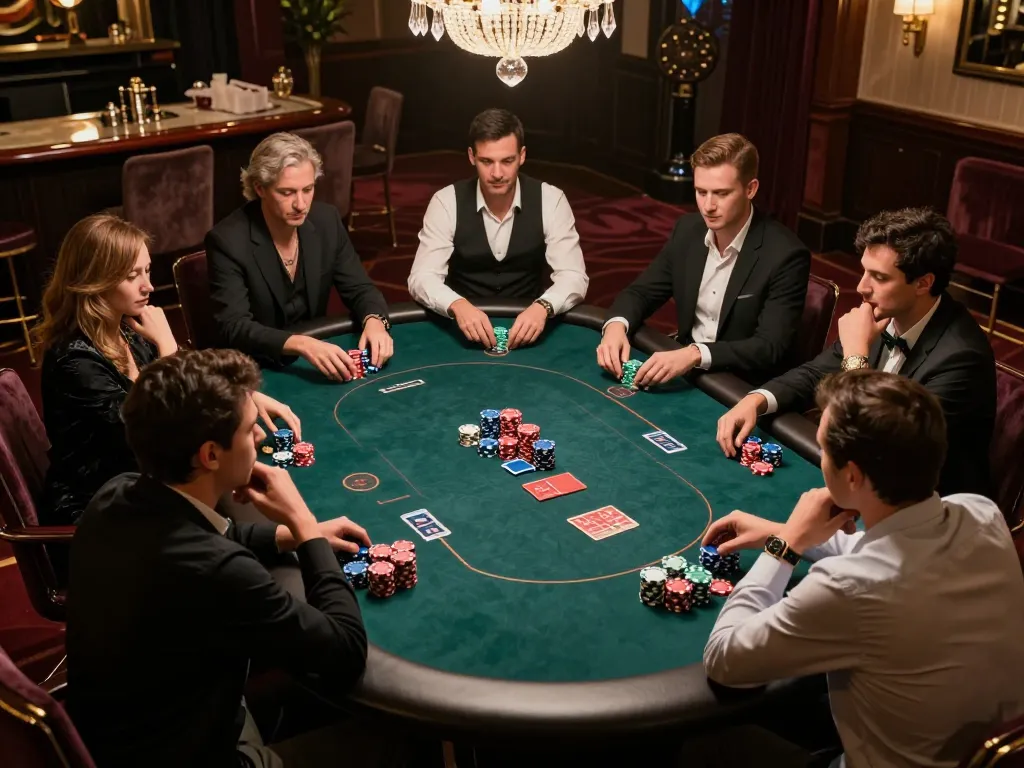 Players strategizing during a high-stakes poker game at the casino, sunwin gambling experience