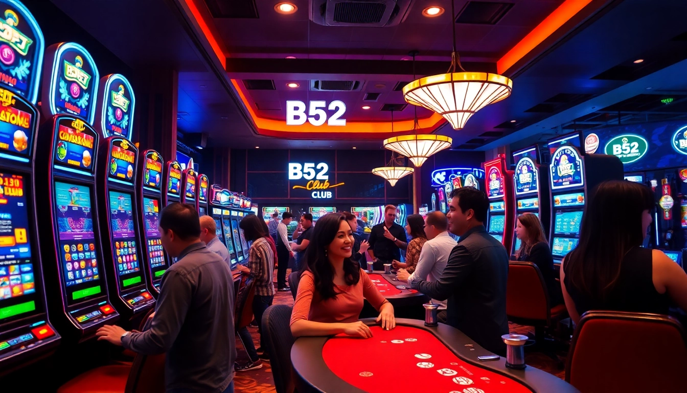 B52 Club gaming experience with players enjoying various games in a vibrant atmosphere.