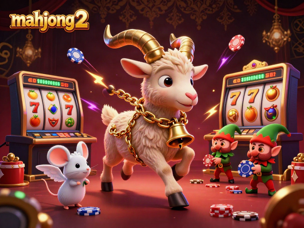 Play mahjong 2 while navigating through a vibrant, action-filled casino scene.