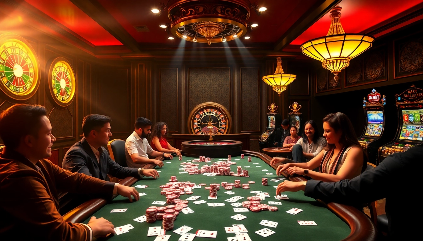 Experience the thrill of Raja Luck at a luxurious casino poker table with vibrant chips and cards.