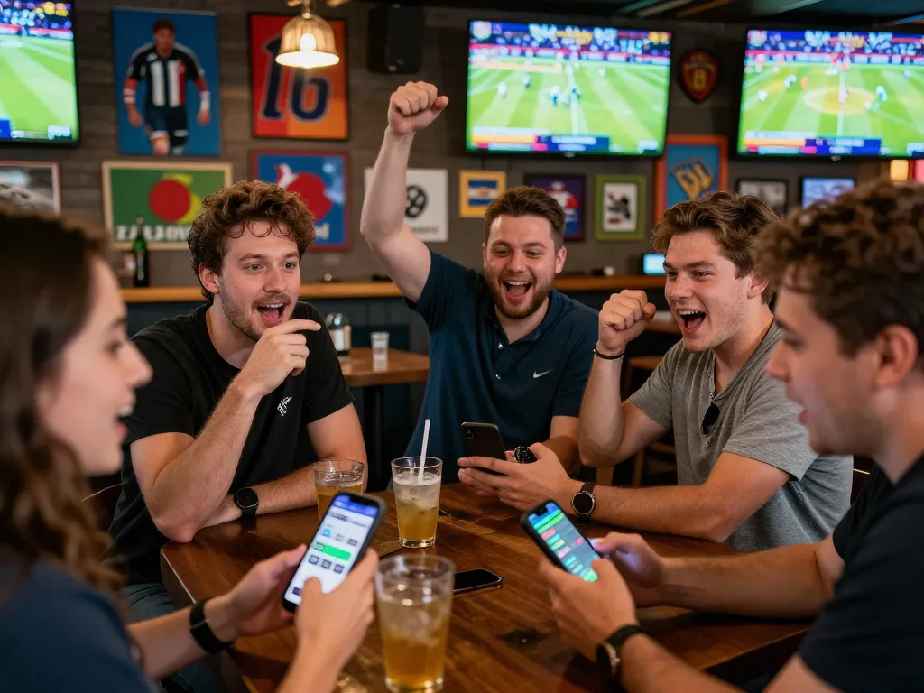 Experience the excitement of TK999 sports betting with friends at a vibrant sports bar.