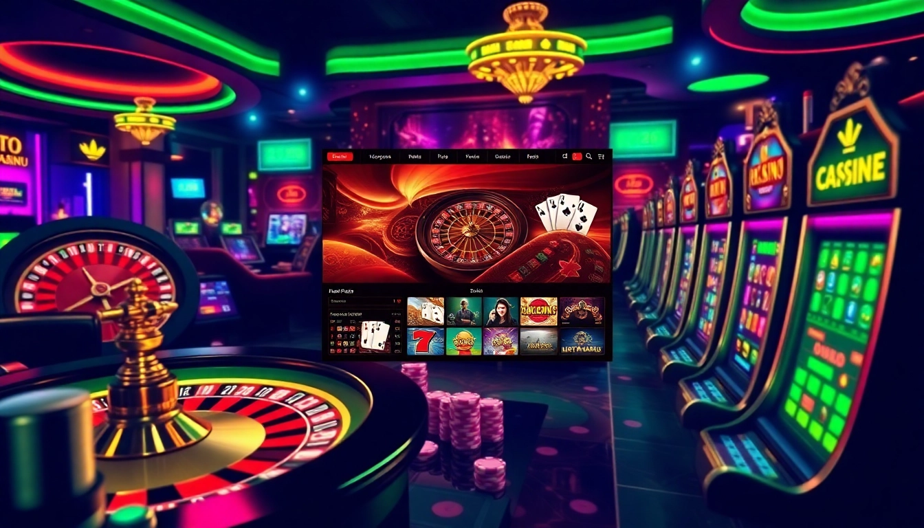 Experience the thrilling games at amanahtoto with colorful casino tables and vibrant online interfaces.