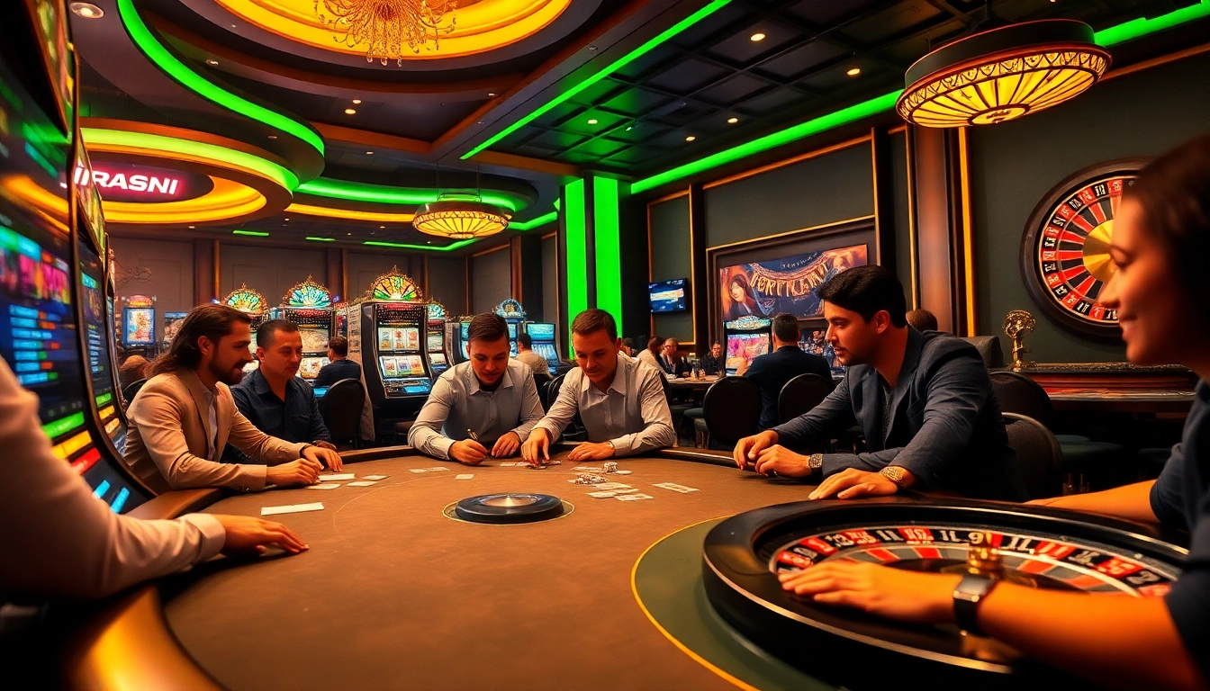 Link vào sky88 with players winning at a vibrant casino table, showcasing the thrill of gambling.