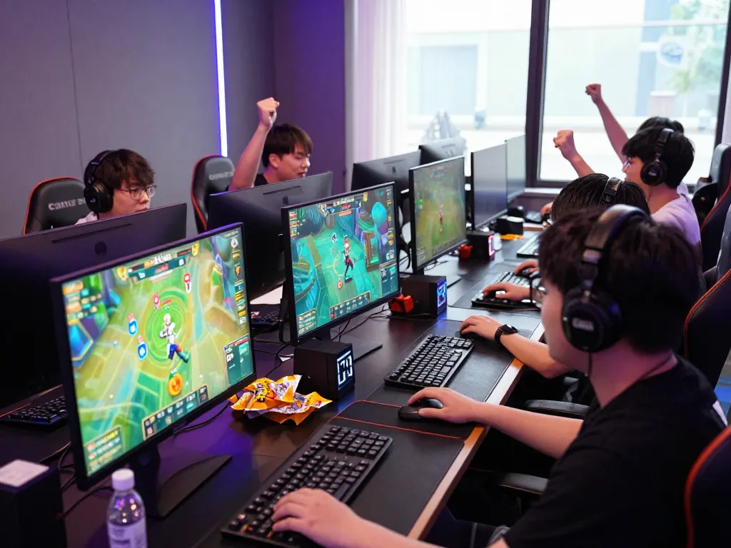 Players enjoying a thrilling game of tài xỉu md5 in an exciting gaming environment with vibrant screens.