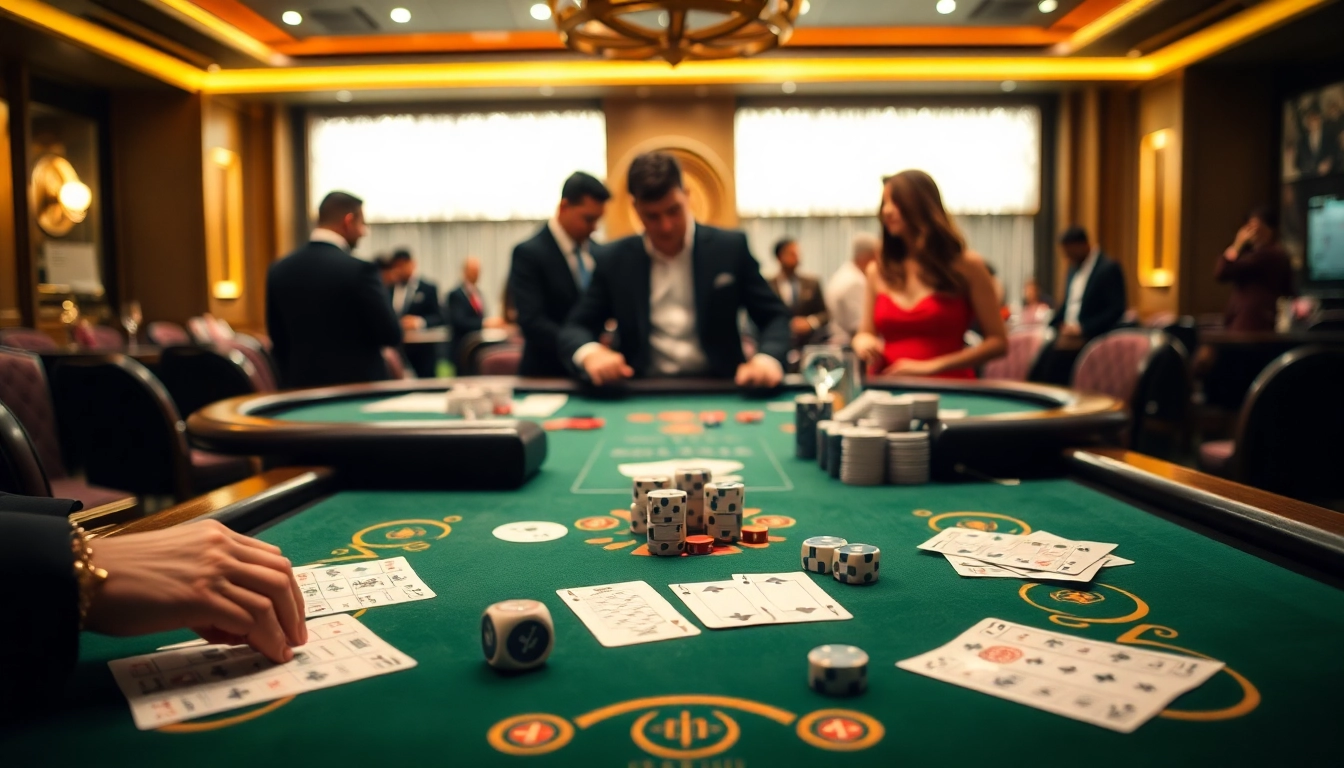 Experience the thrill of Situs Judi Bola with high-stakes betting at an opulent casino table.