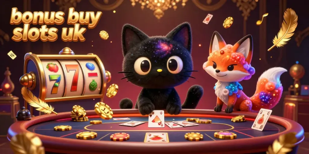 Engage in thrilling gameplay with bonus buy slots uk, featuring enchanting characters at a cosmic casino table.