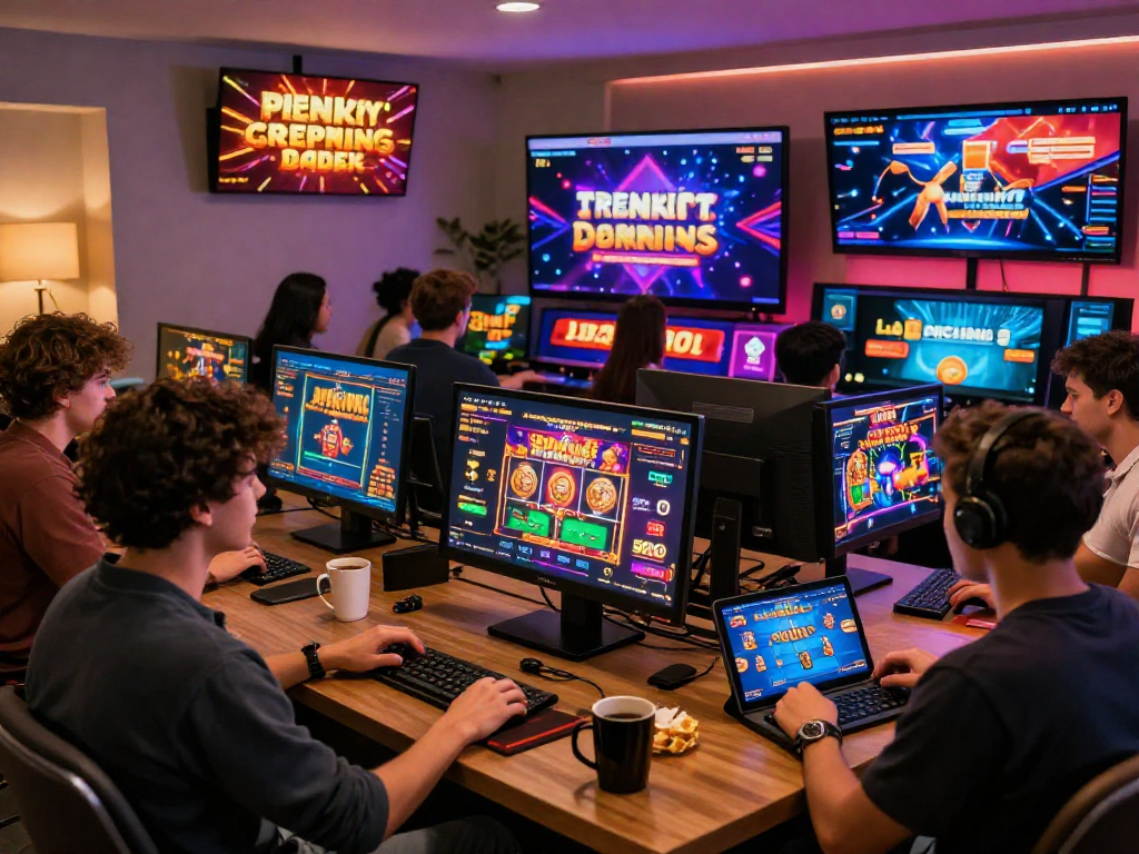Engaging scene of players enjoying popular games at US casino sites in a cozy home environment.