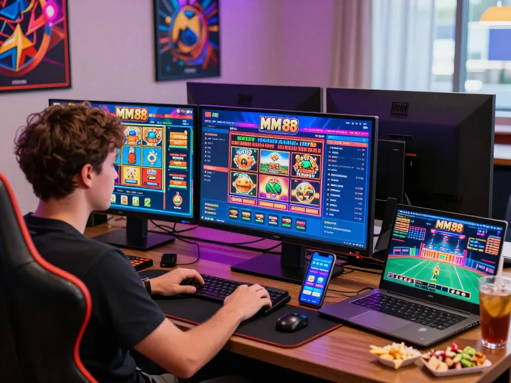 Exciting MM 88 online gambling experience with vibrant gaming displays and engaging player atmosphere.