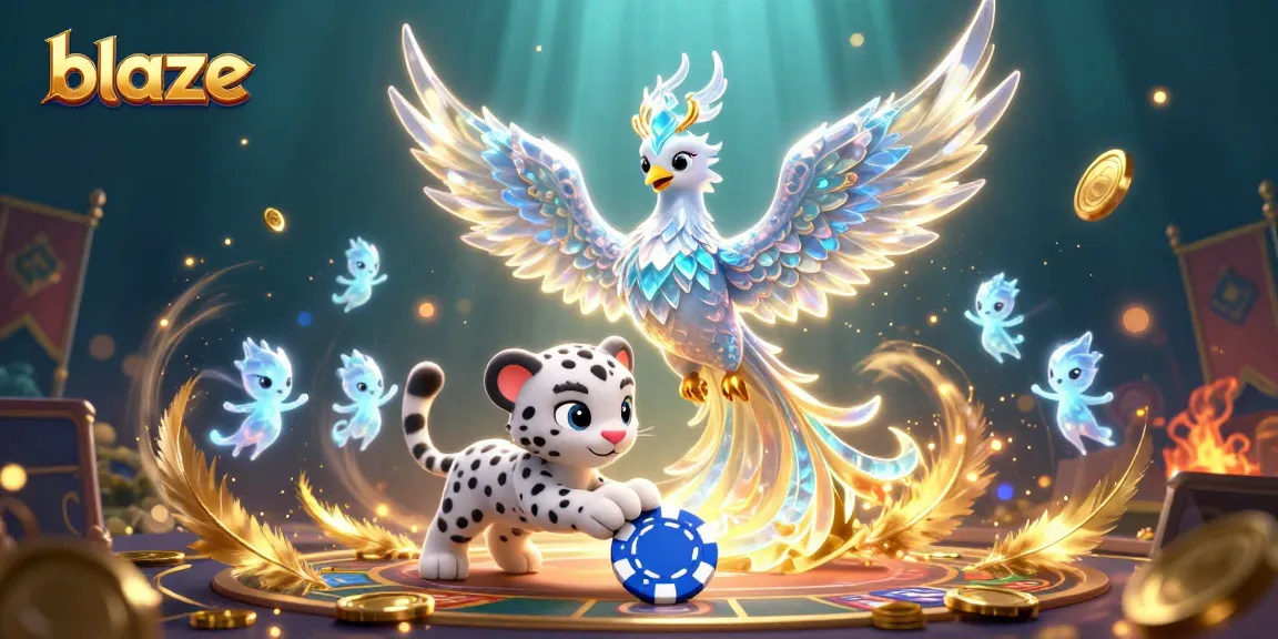 Blaze illuminates the reels with a dazzling scene featuring a phoenix and playful leopard in a casino environment.