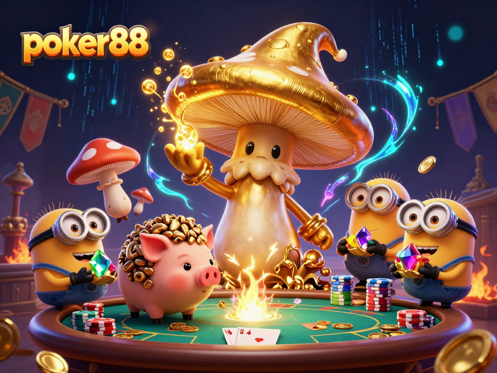 Nikmati keseruan bermain poker88 dengan si penyihir jamur dan pig truffle mencari harta karun!