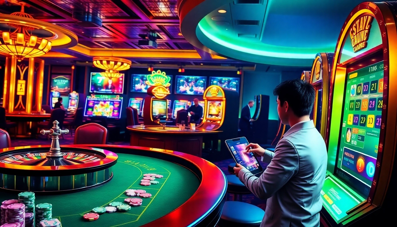 Experience the thrill of Xin88 online gambling with vibrant casino visuals and engaging games.