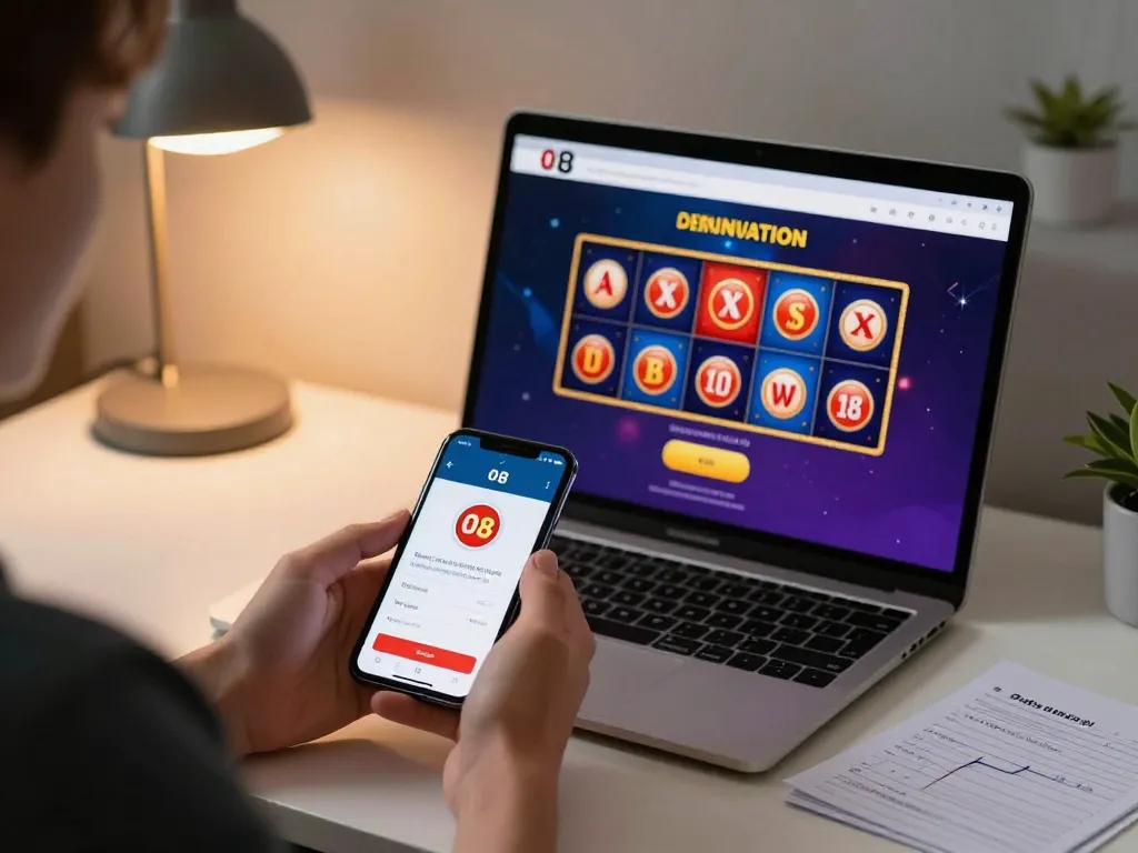 Players engage with O8's betting app on mobile while strategizing in a cozy home setting.