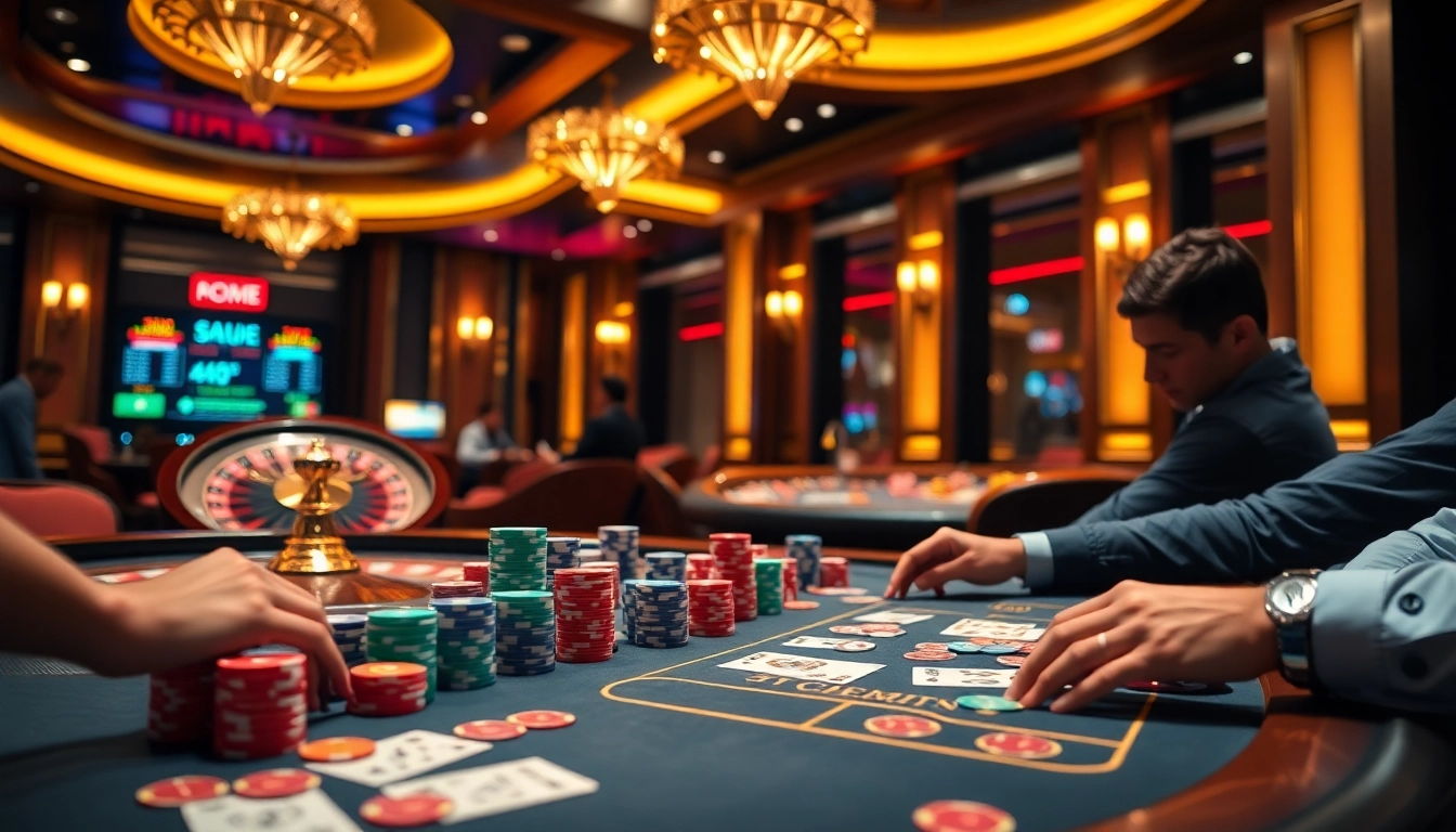 The immersive casino experience at https://luckywin.fan/ featuring an engaging poker game and vibrant atmosphere.