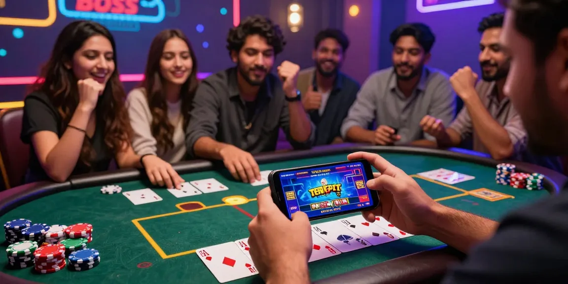 Teen Patti Boss app gameplay on smartphone showcasing dynamic real money gaming, Direct link for easy access.
